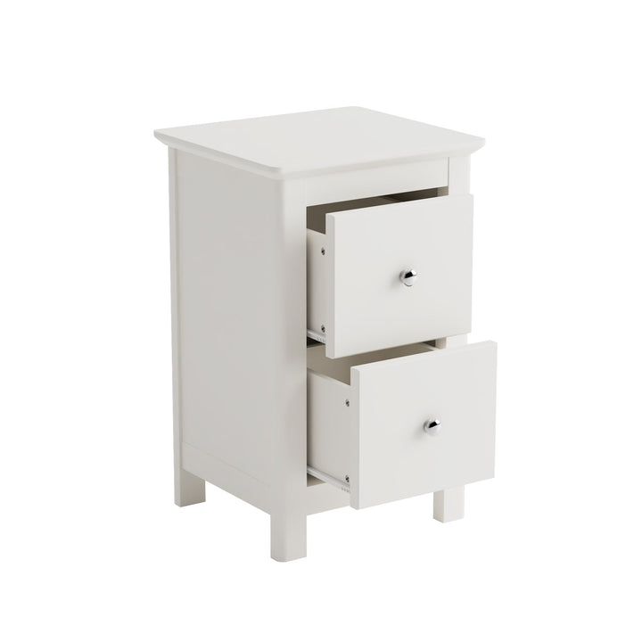 Nairn White 2 Drawer Petite Bedside Cabinet White  (Self Assembly) (DHD)
