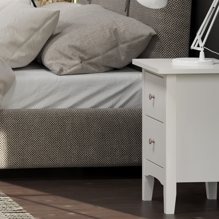 Como White 2 Drawer Bedside Cabinet  White  (DHD) Image 5
