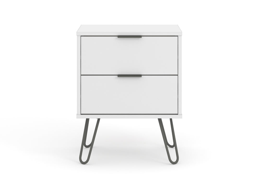 Augusta White 2 Drawer Bedside Cabinet White    (DHD) Image 2