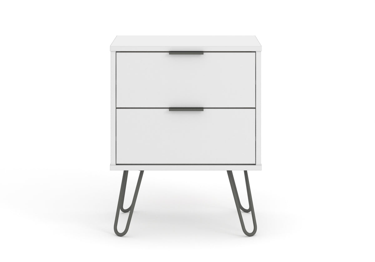 Augusta White 2 Drawer Bedside Cabinet White    (DHD) Image 2