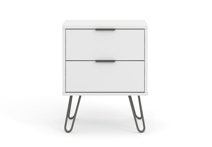 Augusta White 2 Drawer Bedside Cabinet White    (DHD) Image 2