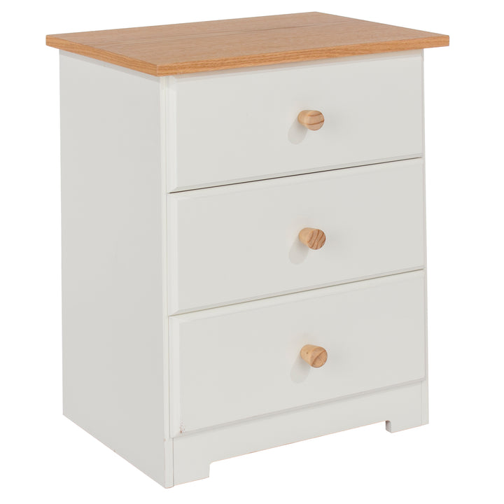 Colorado 3 Drawer Bedside Cabinet  Soft White Oak (DHD) Image 3