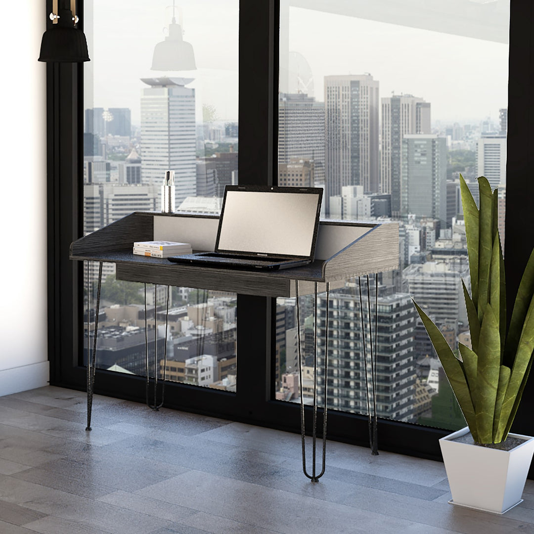 Dallas Home Office Desk  White Carbon Grey Oak (DHD) Image 4