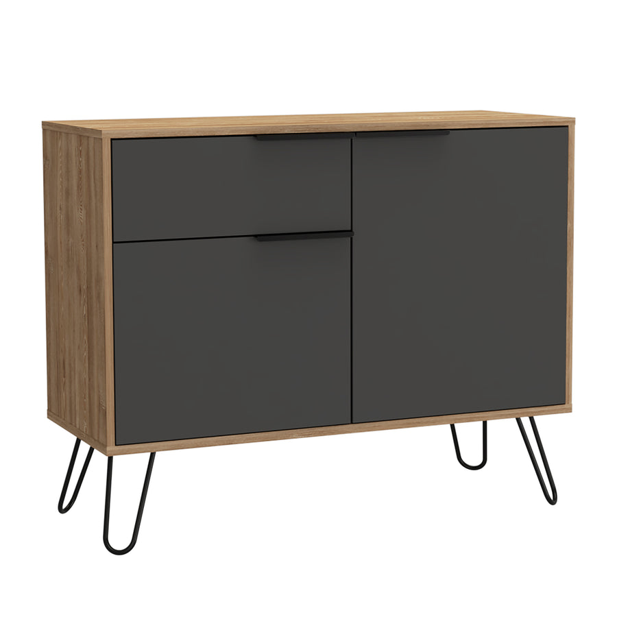 Vegas Small Sideboard With 2 Doors And Drawer Bleached Oak Grey (DHD) Image 1