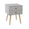 Options Grey Scandia, 2 Drawer & Wood Legs Bedside Cabinet  Grey Pine (DHD) Image 3
