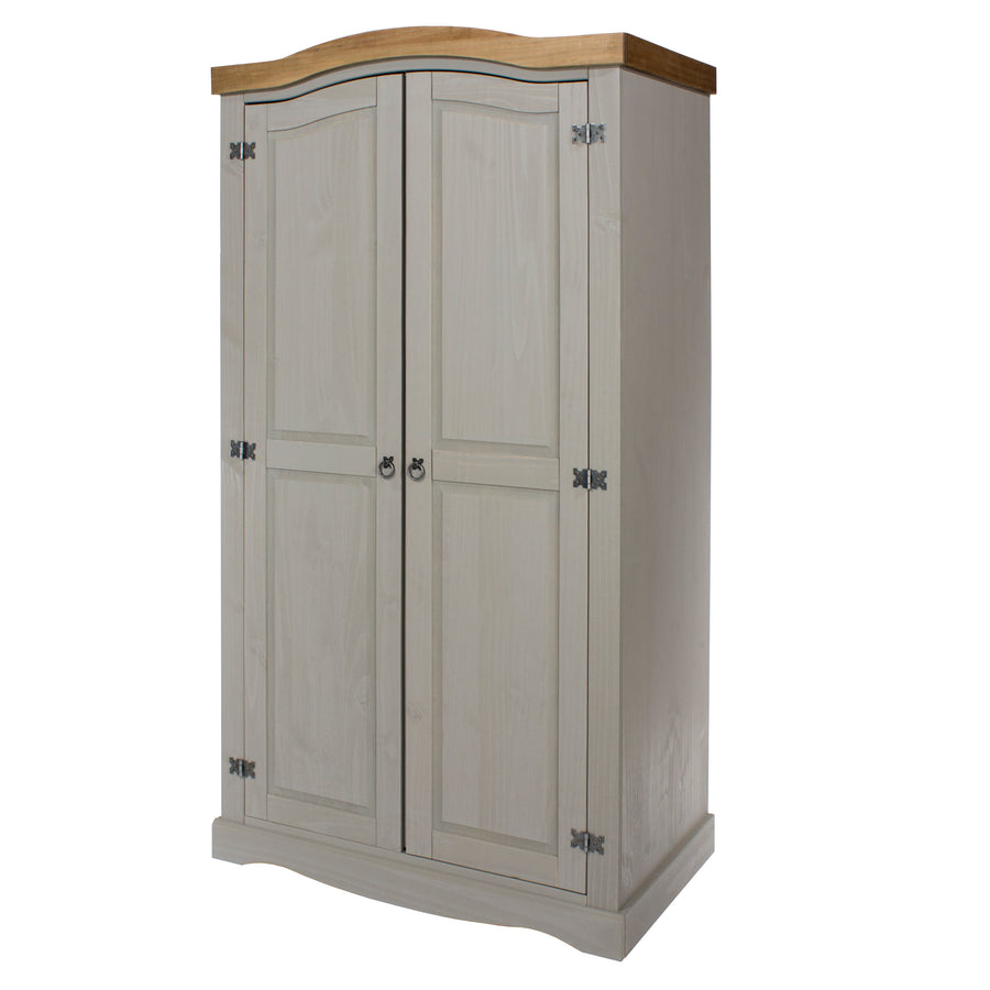 Corona Grey 2 Door Wardrobe  Grey Wax Antique Waxed Pine (DHD) Image 1