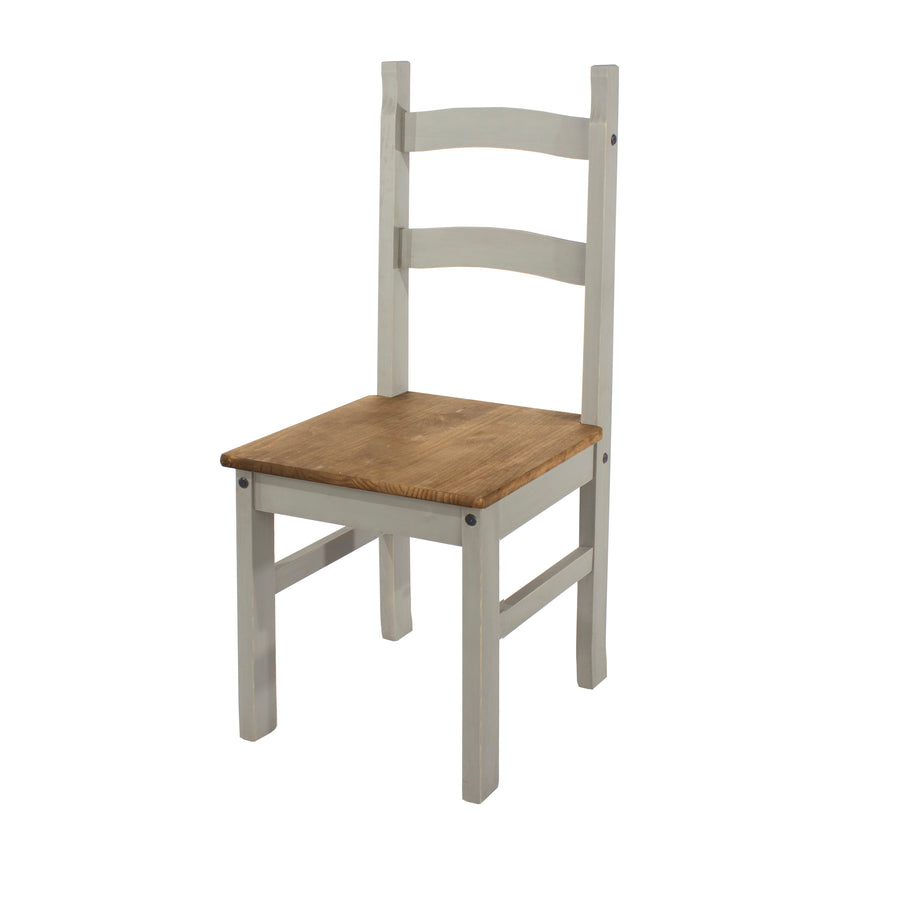Corona Grey Solid Pine Chairs (Pair) Grey Wax Antique Waxed Pine (DHD) Image 1