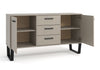 Texas Medium Sideboard With 2 Doors, 3 Drawers Grey Waxed Pine Black (DHD) Image 4