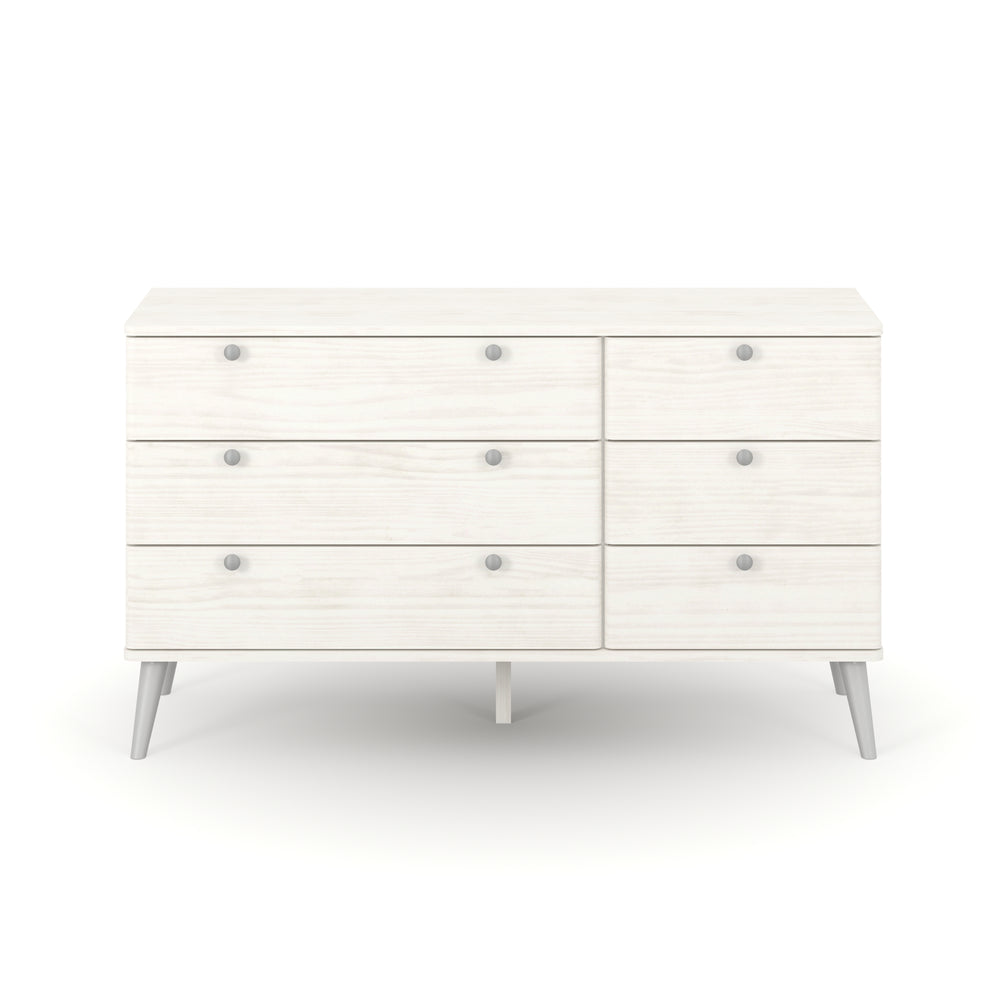 Augusta Curve 3+3 Drawer Wide Chest White Silver (DHD) Image 2