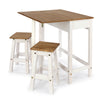 Corona White Breakfast Drop Leaf Table & 2 Stools Set White Wax Antique Waxed Pine (DHD) Image 4