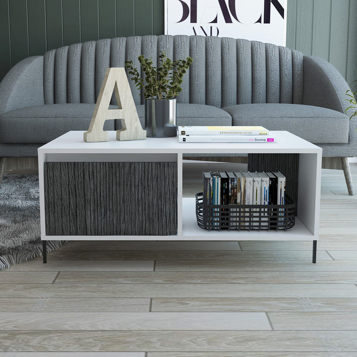 Dallas Coffee Table With Drawer White Carbon Grey Oak (DHD) Image 4