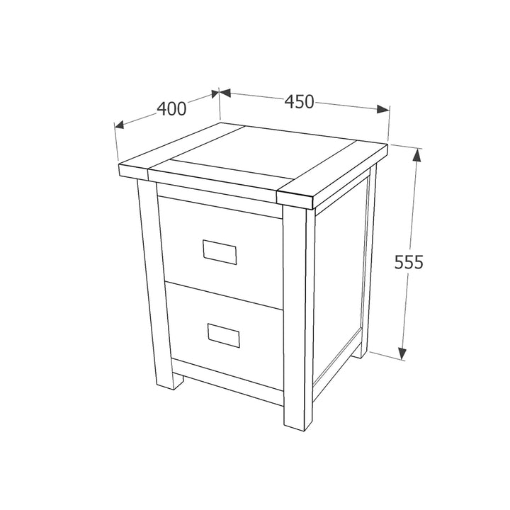 Dunkeld 2 Drawer Bedside Cabinet Midnight Blue Antique Oak Effect Wax (DHD) Image 5
