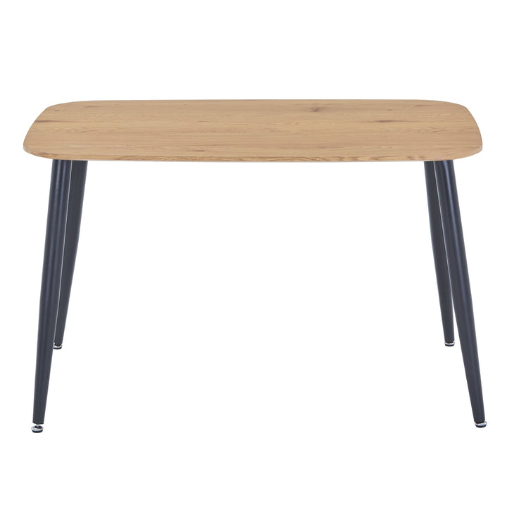 Aspen Rectangular Dining Table, Light Oak Effect Top With Black Tapered Legs  Oak Black (Self Assembly) (DHD)