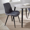Aspen Diamond Stitch Grey Fabric Dining Chair, Black Tapered Legs (Pair) Grey Black (DHD) Image 5