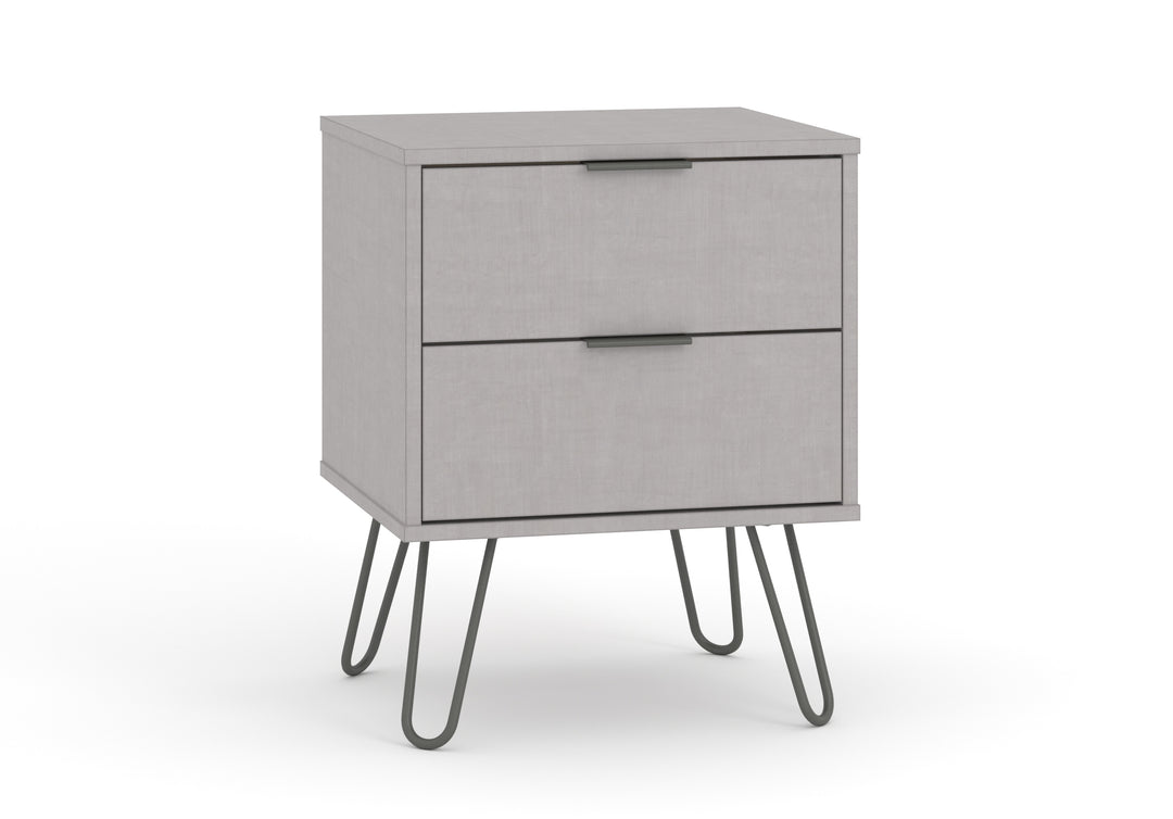 Augusta Grey 2 Drawer Bedside Cabinet Grey   (DHD) Image 3
