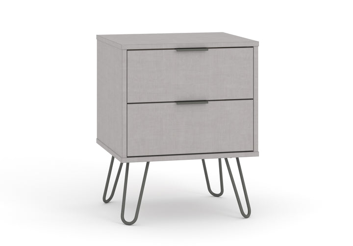 Augusta Grey 2 Drawer Bedside Cabinet Grey   (DHD) Image 3