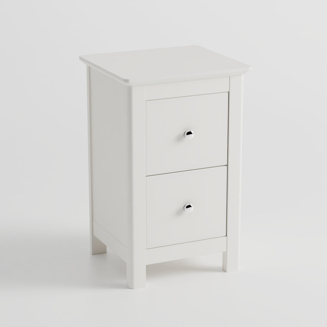 Nairn White 2 Drawer Petite Bedside Cabinet White  (Self Assembly) (DHD)