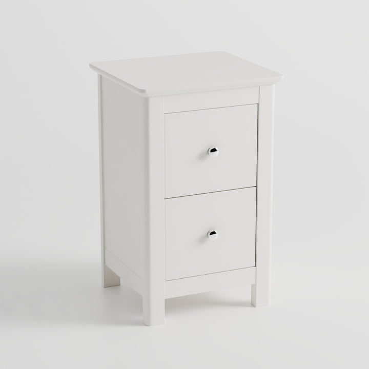 Nairn White 2 Drawer Petite Bedside Cabinet White  (Self Assembly) (DHD)