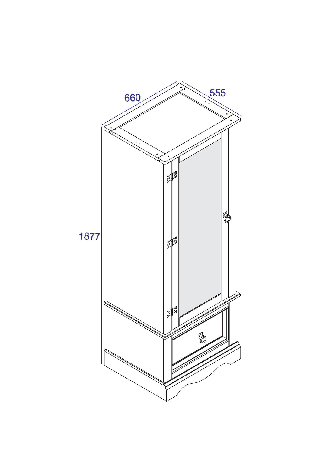 Corona White Armoire With Mirrored Door White Wax Antique Waxed Pine (DHD) Image 4