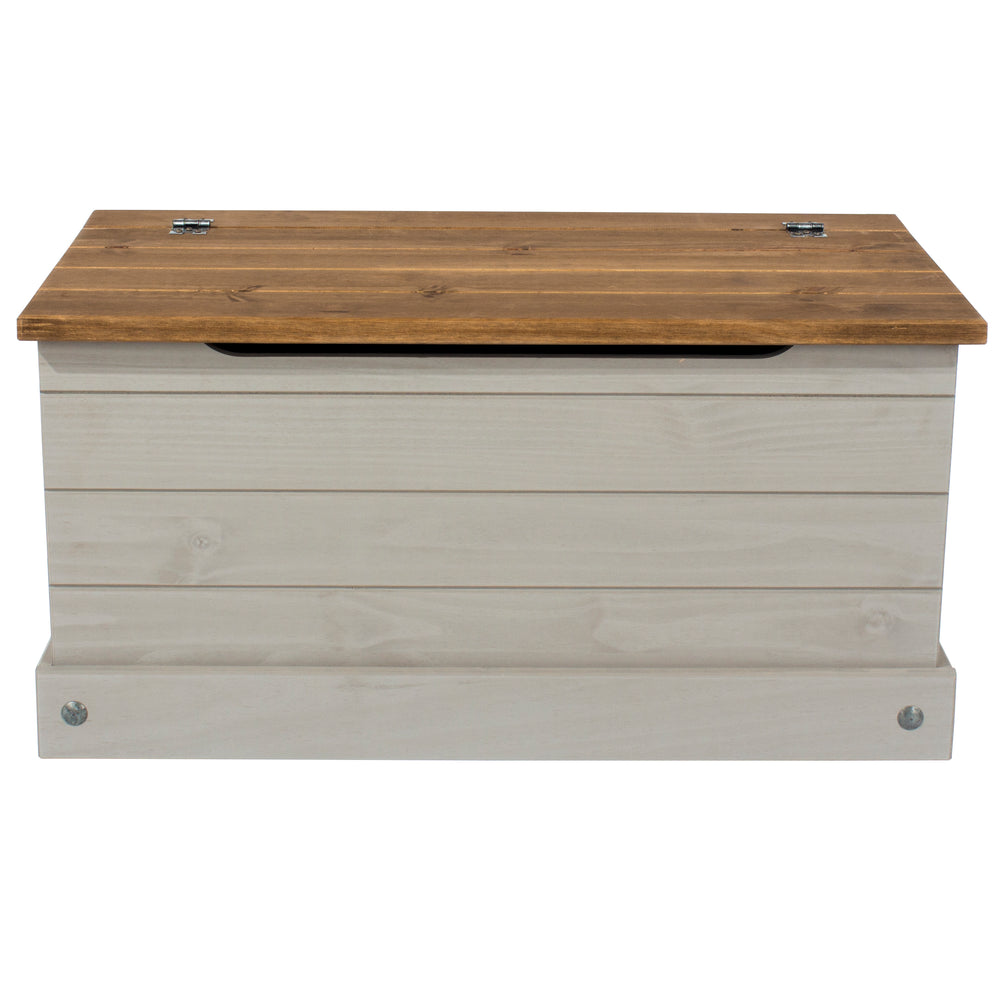 Corona Grey Storage Trunk Grey Wax Antique Waxed Pine (DHD) Image 2