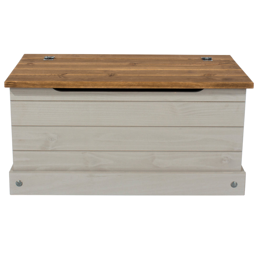 Corona Grey Storage Trunk Grey Wax Antique Waxed Pine (DHD) Image 2