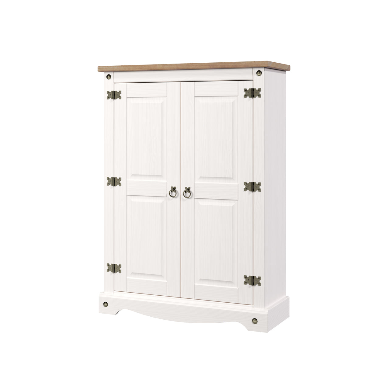 Corona white 2 door cupboard with antique pine top