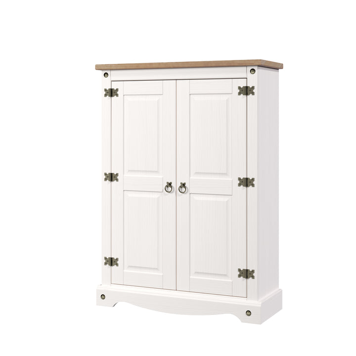 Corona White 2 Door Cupboard Unit  White Wax Antique Waxed Pine (DHD) Image 1