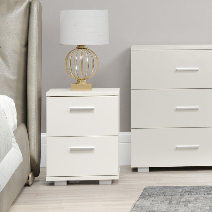 Lido 2 Drawer Bedside Cabinet White  (DHD) Image 4