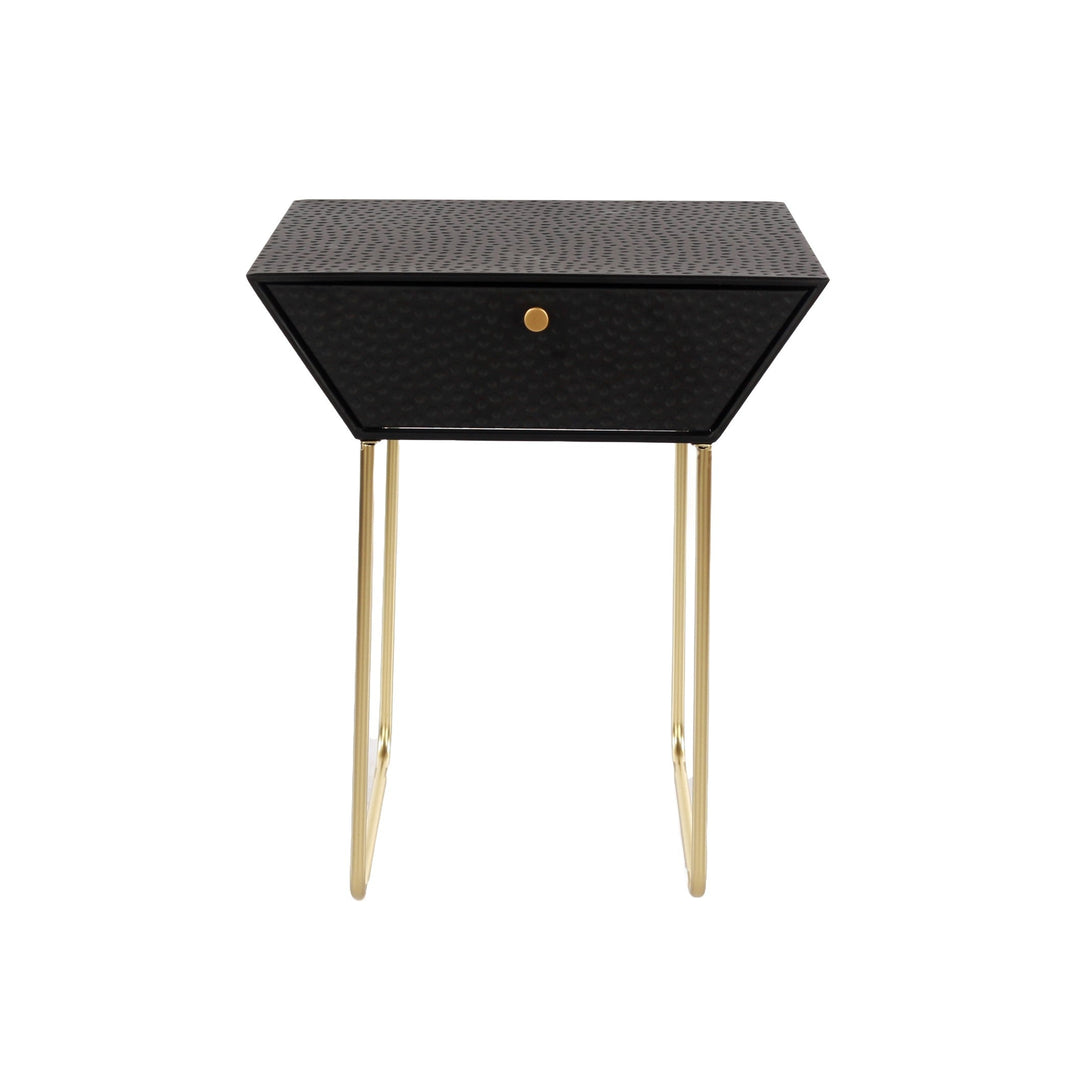 Options Apollo Metal 1 Drawer Bedside Cabinet, Black With Gold Handle And Legs Black Gold (Self Assembly) (DHD)