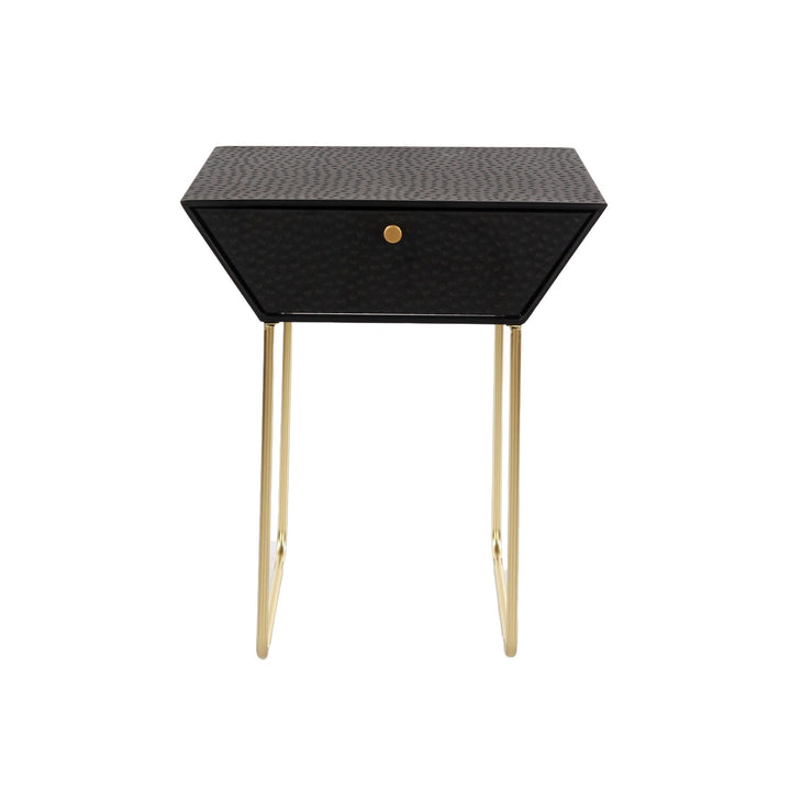 Options Apollo Metal 1 Drawer Bedside Cabinet, Black With Gold Handle And Legs Black Gold (Self Assembly) (DHD)