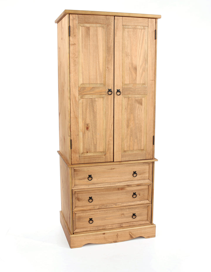 Corona 2 Door, 3 Drawer Wardrobe Antique Waxed Pine  (DHD) Image 3