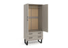 Texas 2 Door, 2 Drawer Wardrobe Grey Waxed Pine Black (DHD) Image 3