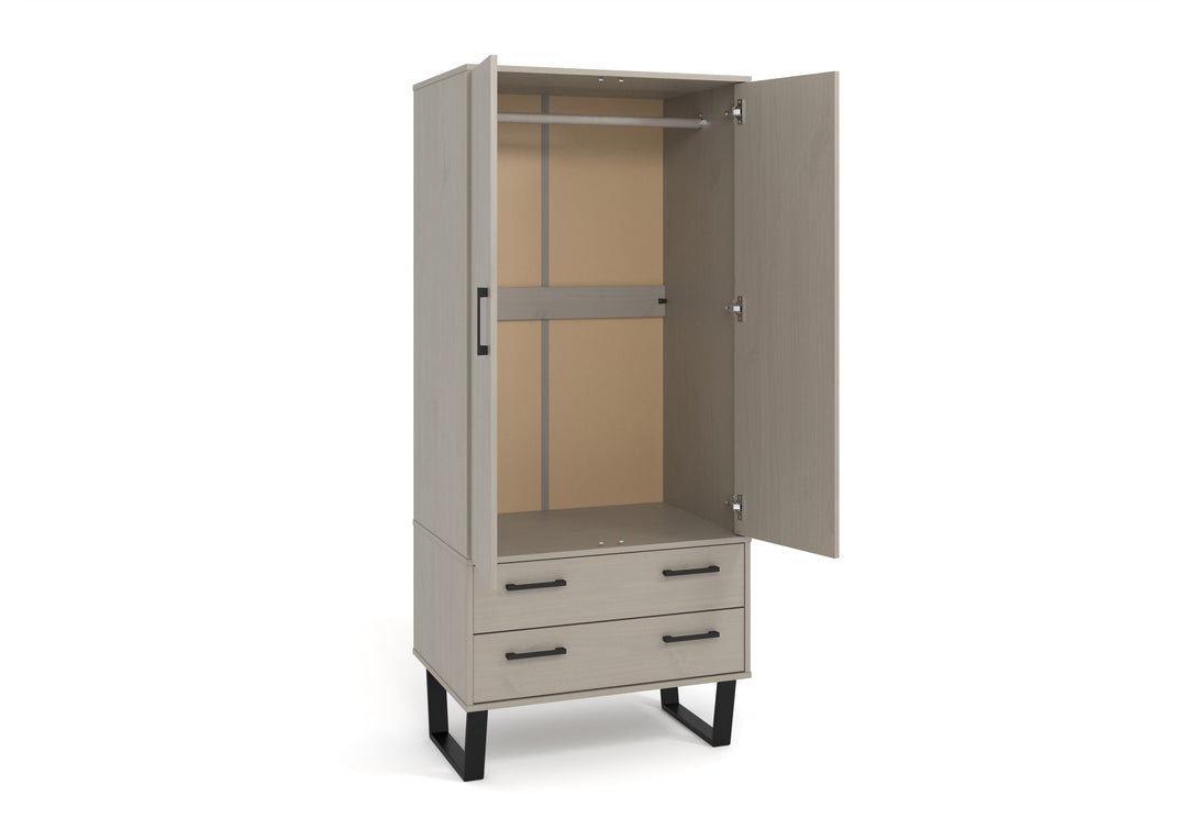 Texas 2 Door, 2 Drawer Wardrobe Grey Waxed Pine Black (DHD) Image 3