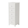 Nairn White 5 Drawer Narrow Chest Of Drawers White  (Self Assembly) (DHD)