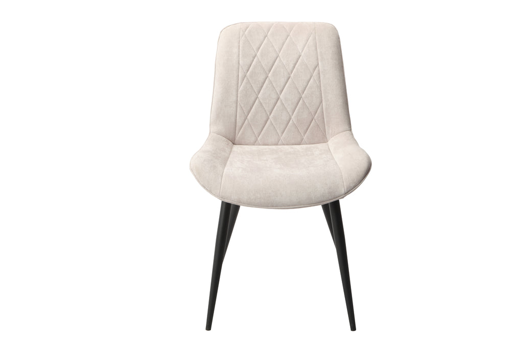 Aspen Diamond Stitch Natural Fabric Dining Chair, Black Tapered Legs (Pair) Natural Black (DHD) Image 2