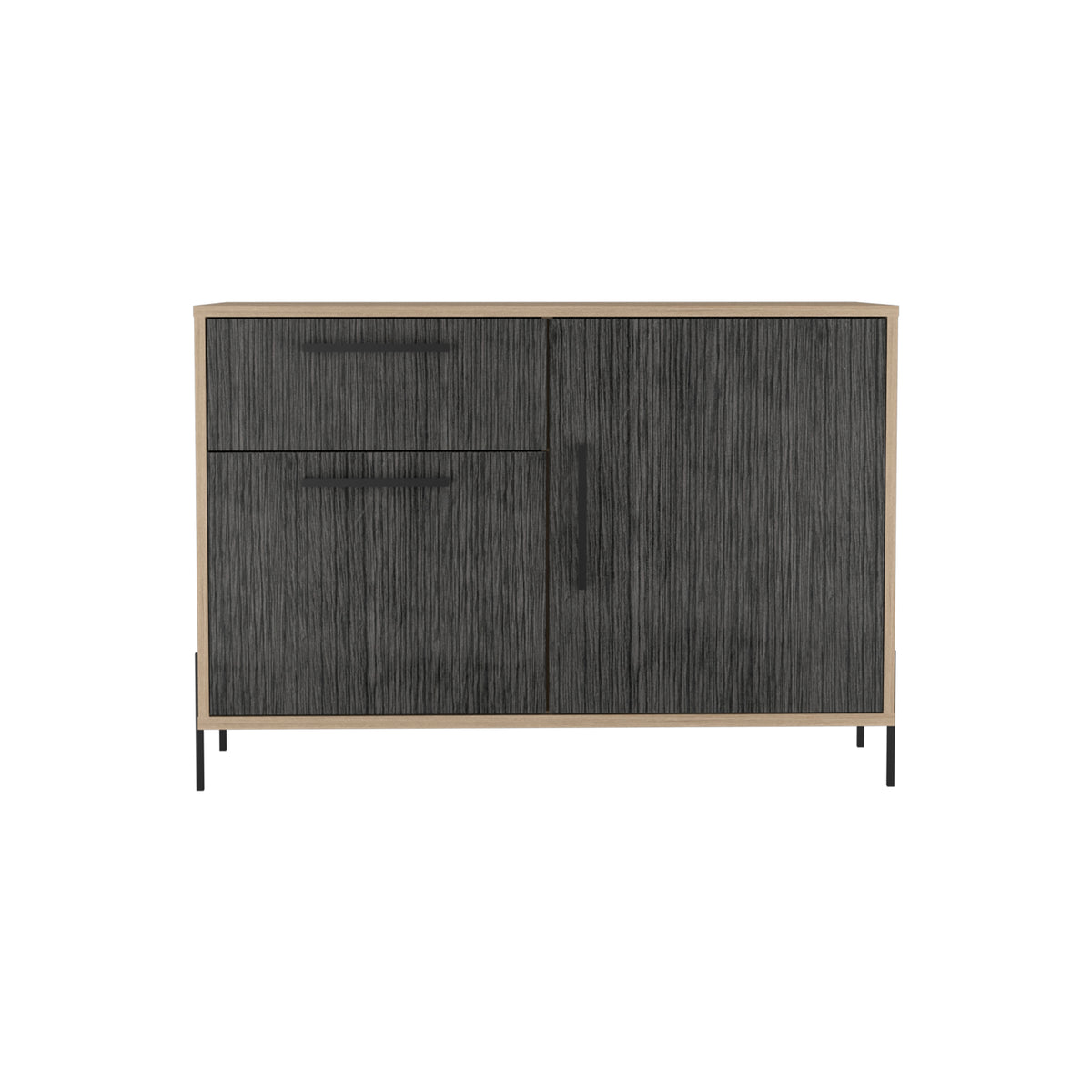 Harvard Small Sideboard With 2 Doors & 1 Drawer  Washed Oak Carbon Grey Oak (DHD) Image 2