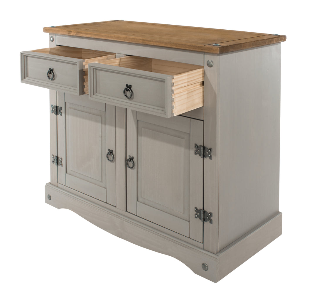 Corona Grey Small Sideboard Grey Wax Antique Waxed Pine (DHD) Image 4