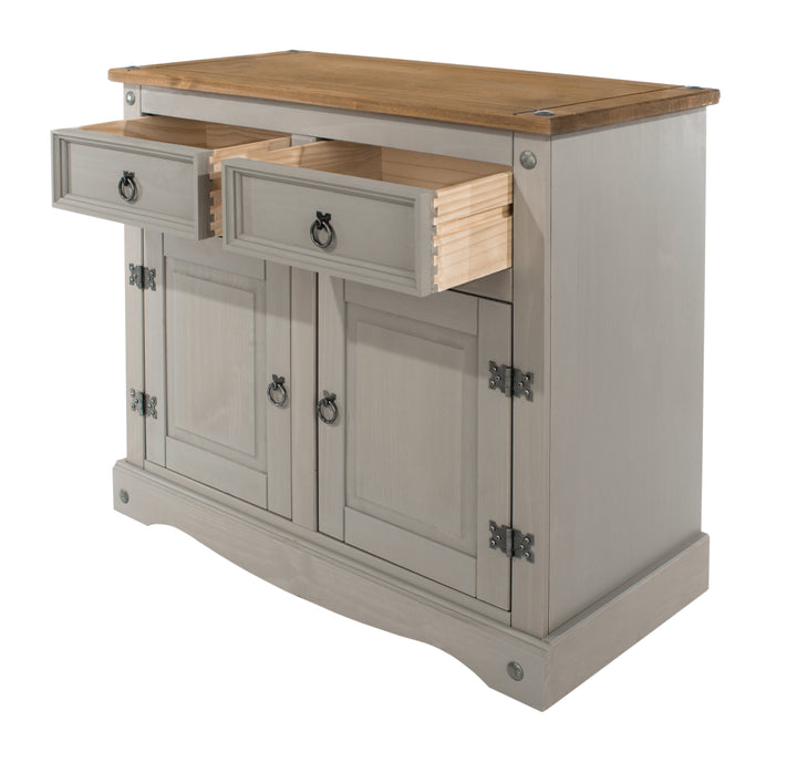 Corona Grey Small Sideboard Grey Wax Antique Waxed Pine (DHD) Image 4
