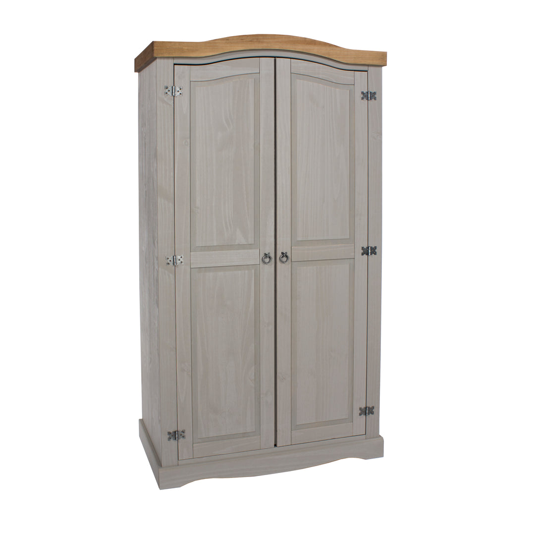 Corona Grey 2 Door Wardrobe  Grey Wax Antique Waxed Pine (DHD) Image 3