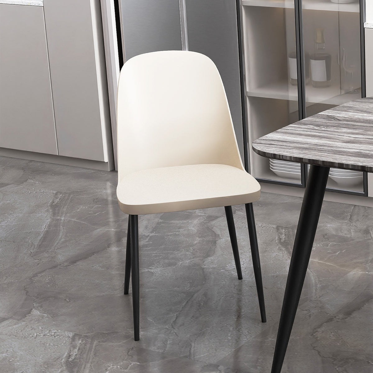 Aspen Duo Chair, Calico Plastic Seat With Black Metal Legs (Pair) Calico Black (DHD) Image 2