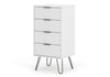Augusta White 4 Drawer Narrow Chest Of Drawers White    (DHD) Image 1