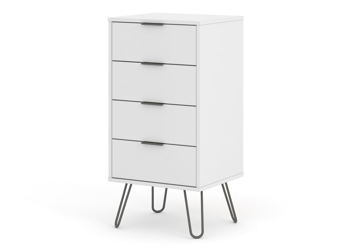 Augusta White 4 Drawer Narrow Chest Of Drawers White    (DHD) Image 1