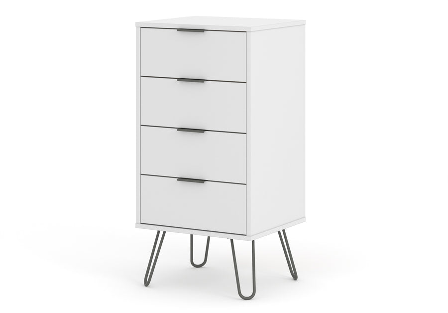 Augusta White 4 Drawer Narrow Chest Of Drawers White    (DHD) Image 1