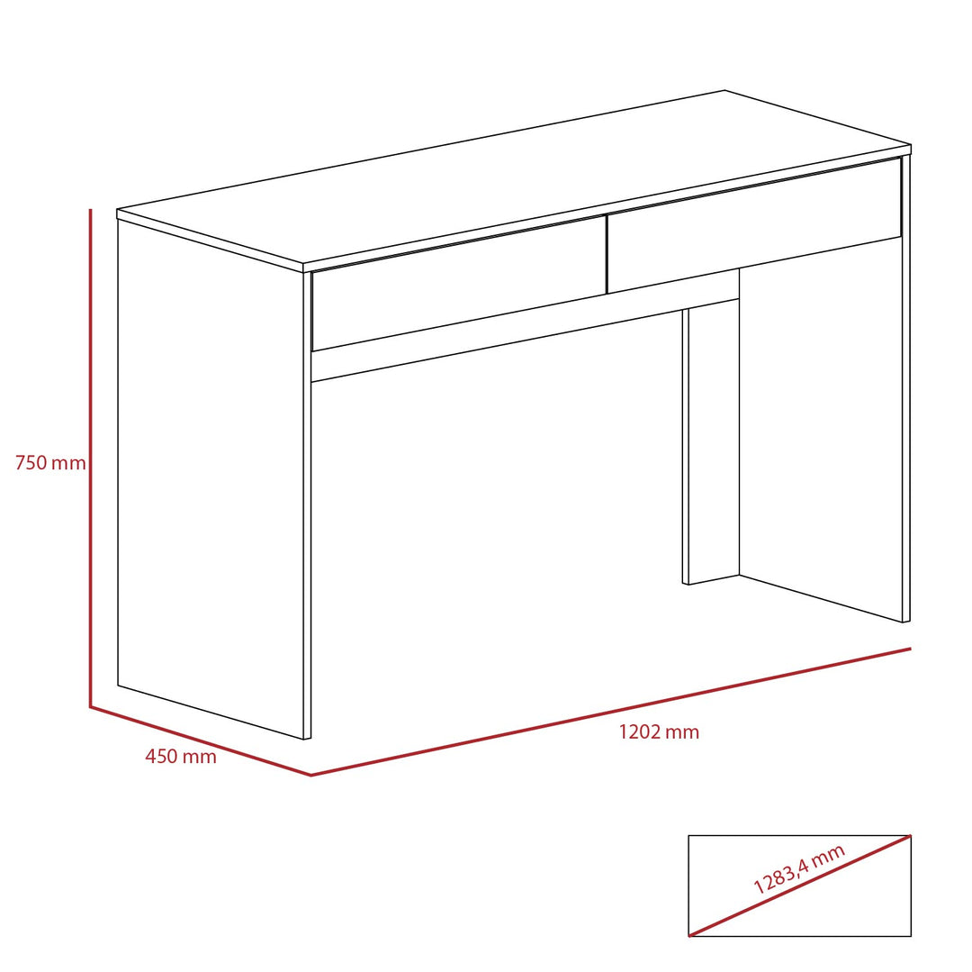 Harvard 2 Drawer Desk Washed Oak Carbon Grey Oak (DHD) Image 6