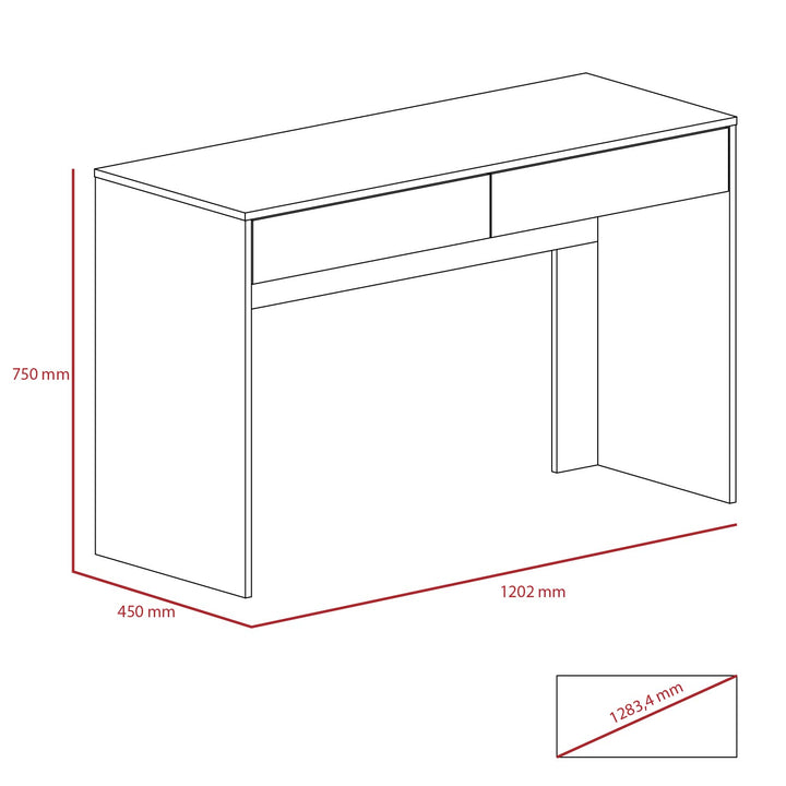 Harvard 2 Drawer Desk Washed Oak Carbon Grey Oak (DHD) Image 6