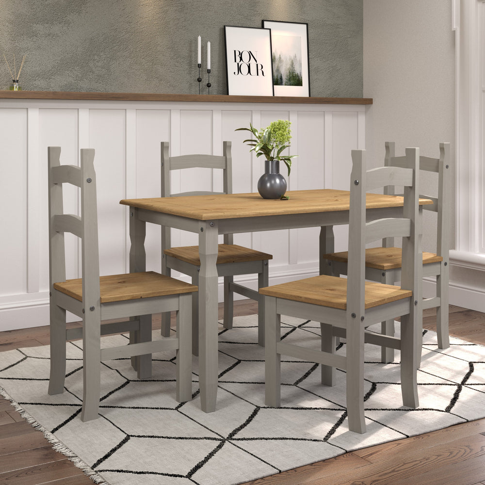 Corona Grey Rectangular Dining Table & 4 Chair Set      Grey Wax Antique Waxed Pine (DHD) Image 2