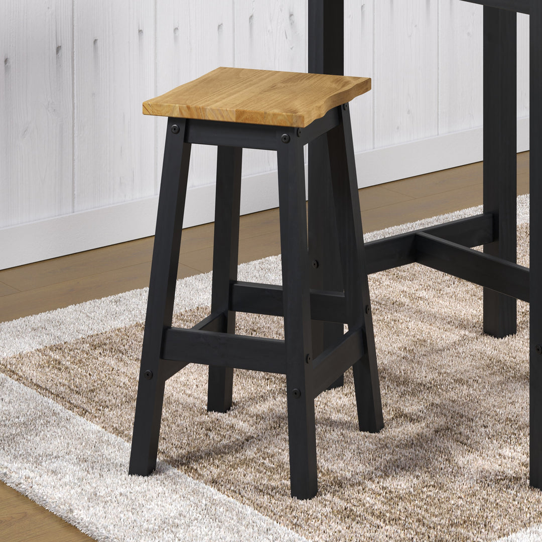 Corona Black Live Edge High Breakfast Stools (Pair) Black Antique Waxed Pine (DHD) Image 4