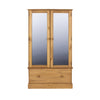 Cotswold 2 Mirror Door, 1 Drawer Wardrobe Antique Waxed Pine  (DHD) Image 2