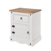 Corona White 1 Door, 1 Drawer Bedside Cabinet  White Wax Antique Waxed Pine (DHD) Image 1
