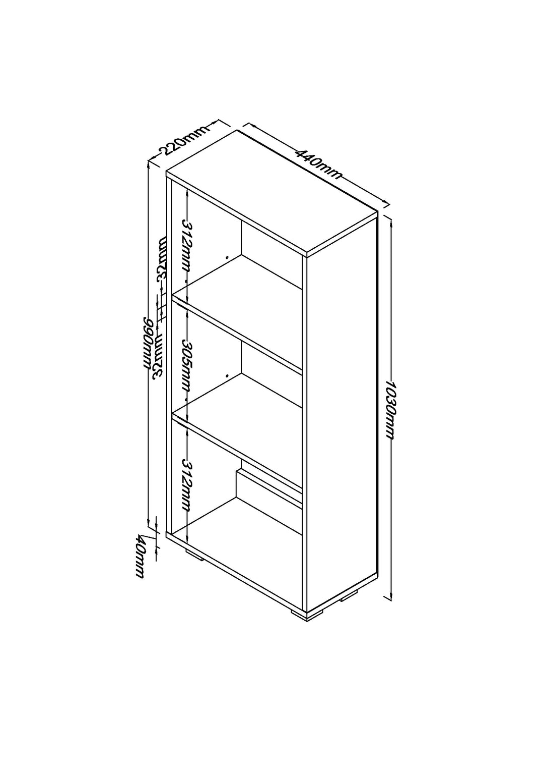 Lido Low Narrow Bookcase White  (DHD) Image 4